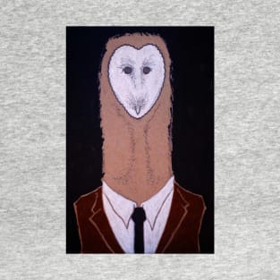 Barn Owl in a Suit - charcoal and graphite drawing T-Shirt